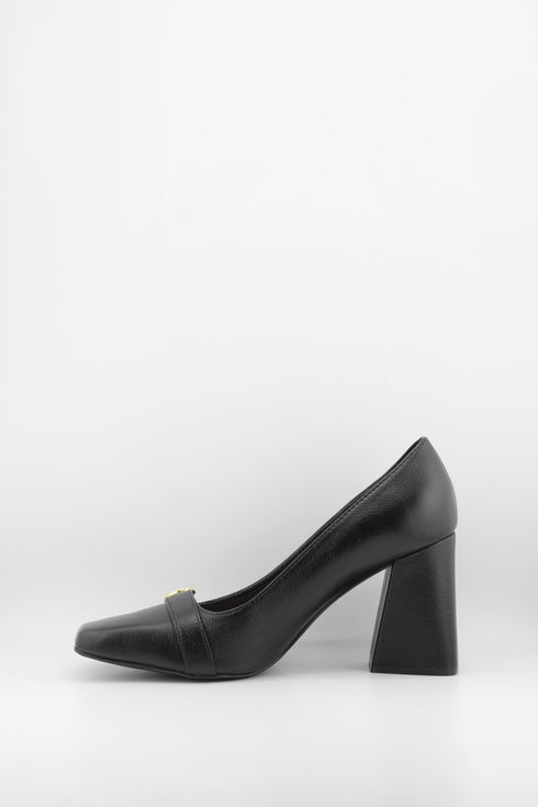 Luz da lua Square-Toe Embossed Block Heel Pumps